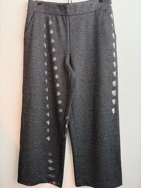 Gray Herringbone Wide Leg Trousers